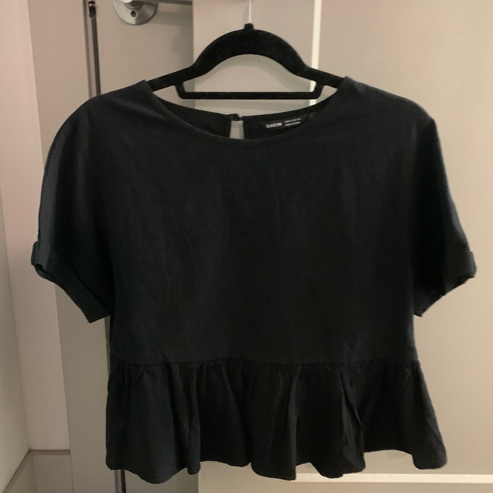black peplum top